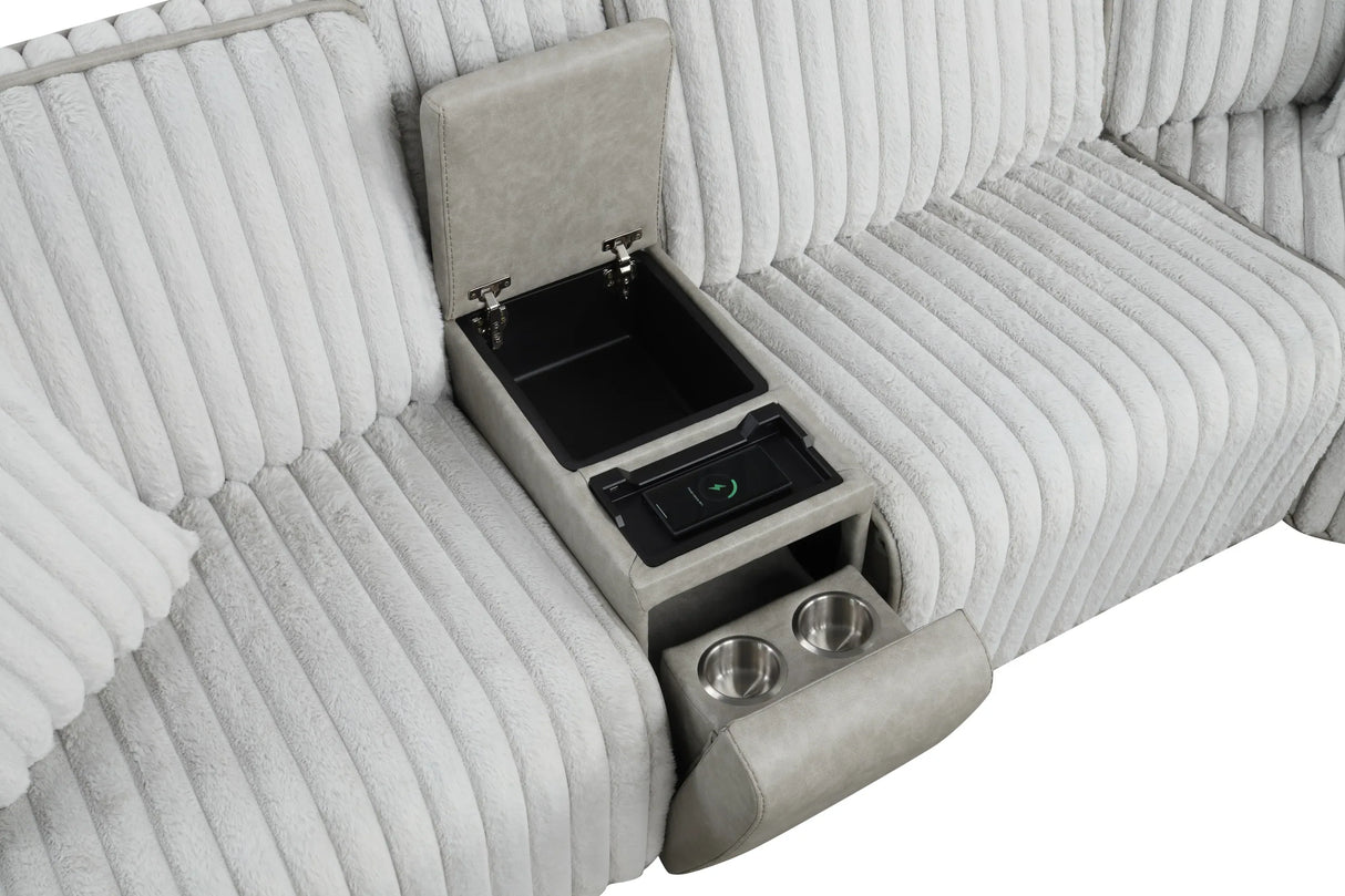 Power Reclining Modern Corduroy Sectional Sofa With Console - Omega Lifestyles