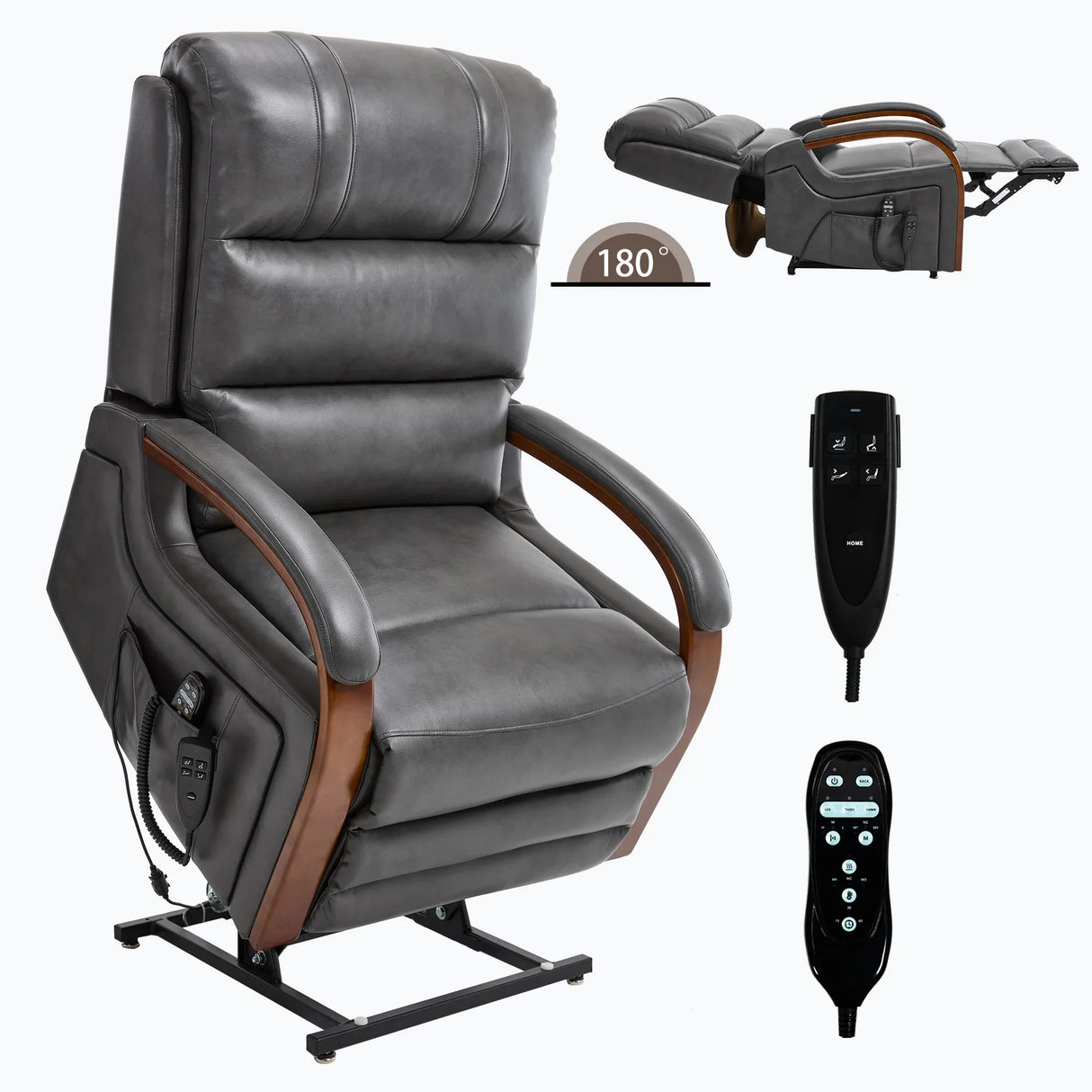 Power Lift Recliner Chair With Heat Massage and Wood Armrests - Omega Lifestyles