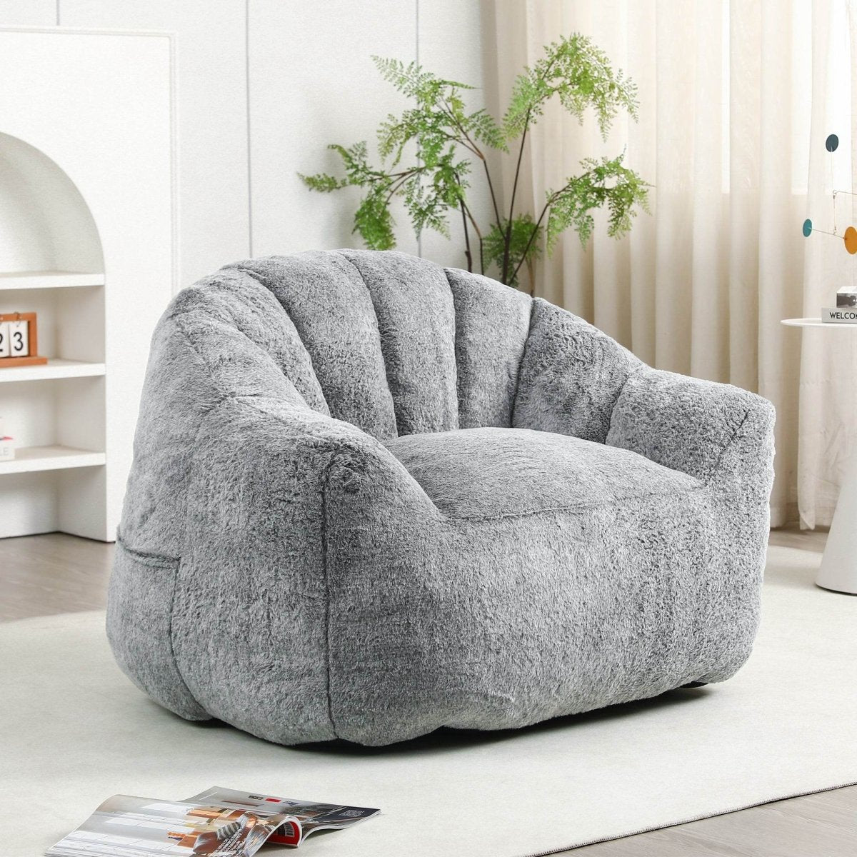 High-Density Foam Faux Fur Beanbag Chair - Sleep Galleria