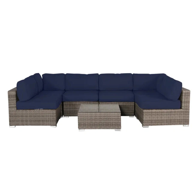 All-Weather Wicker 7-Piece 6-Person Outdoor Sofa Set - Omega Lifestyles