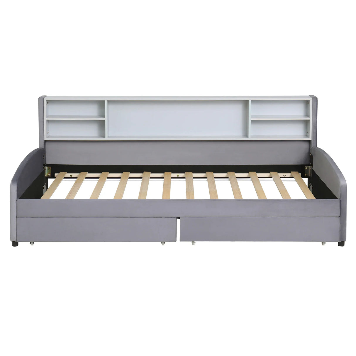 Twin Velvet Upholstered Platform Bed With Storage Drawers - Omega Lifestyles