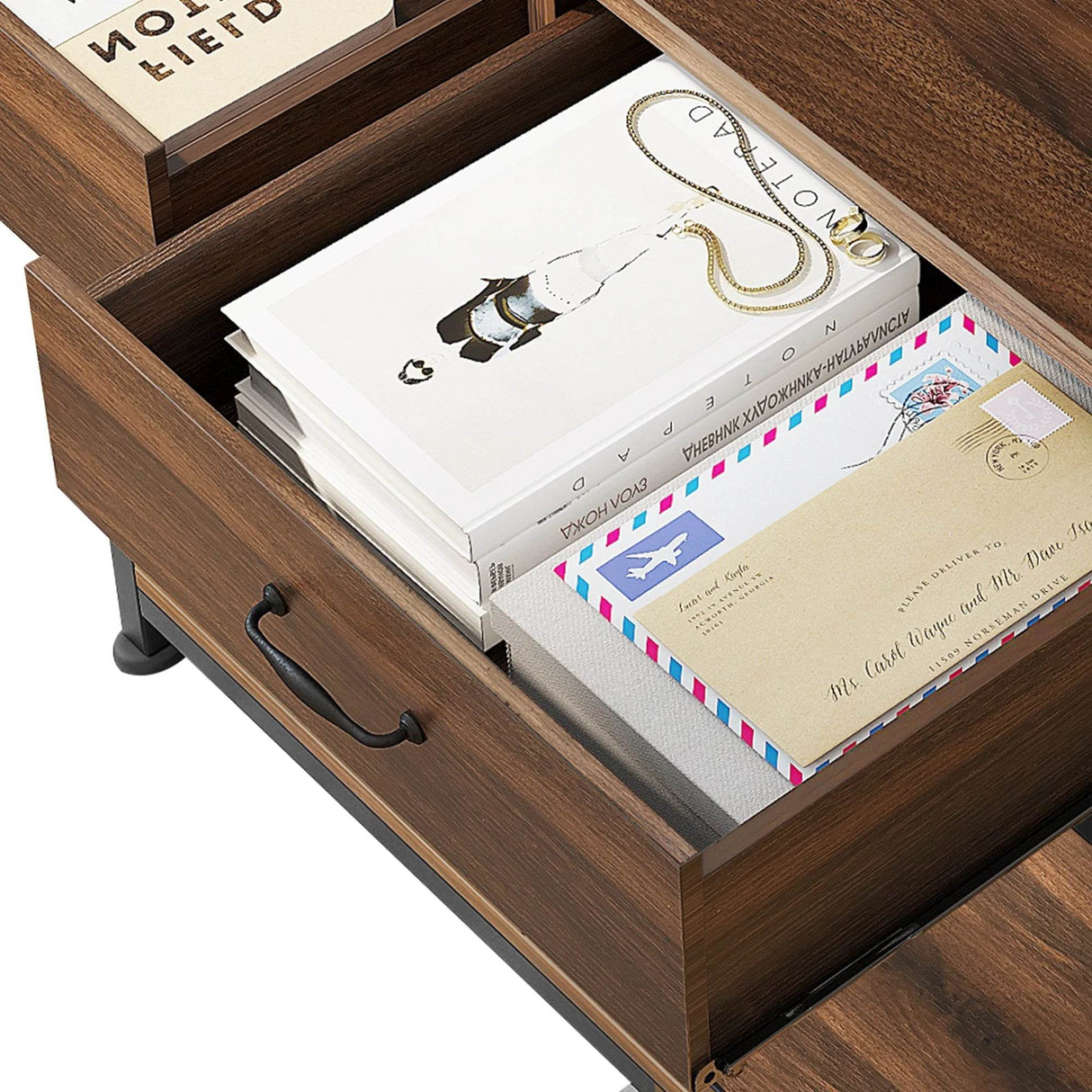 Heavy Duty Pet Cat Dog Crate Furniture with 4 Storage Shelves and 2 Drawers & Charging Station, Cat Litter Box Enclosure Dog Kennel Indoor Furniture - Brown