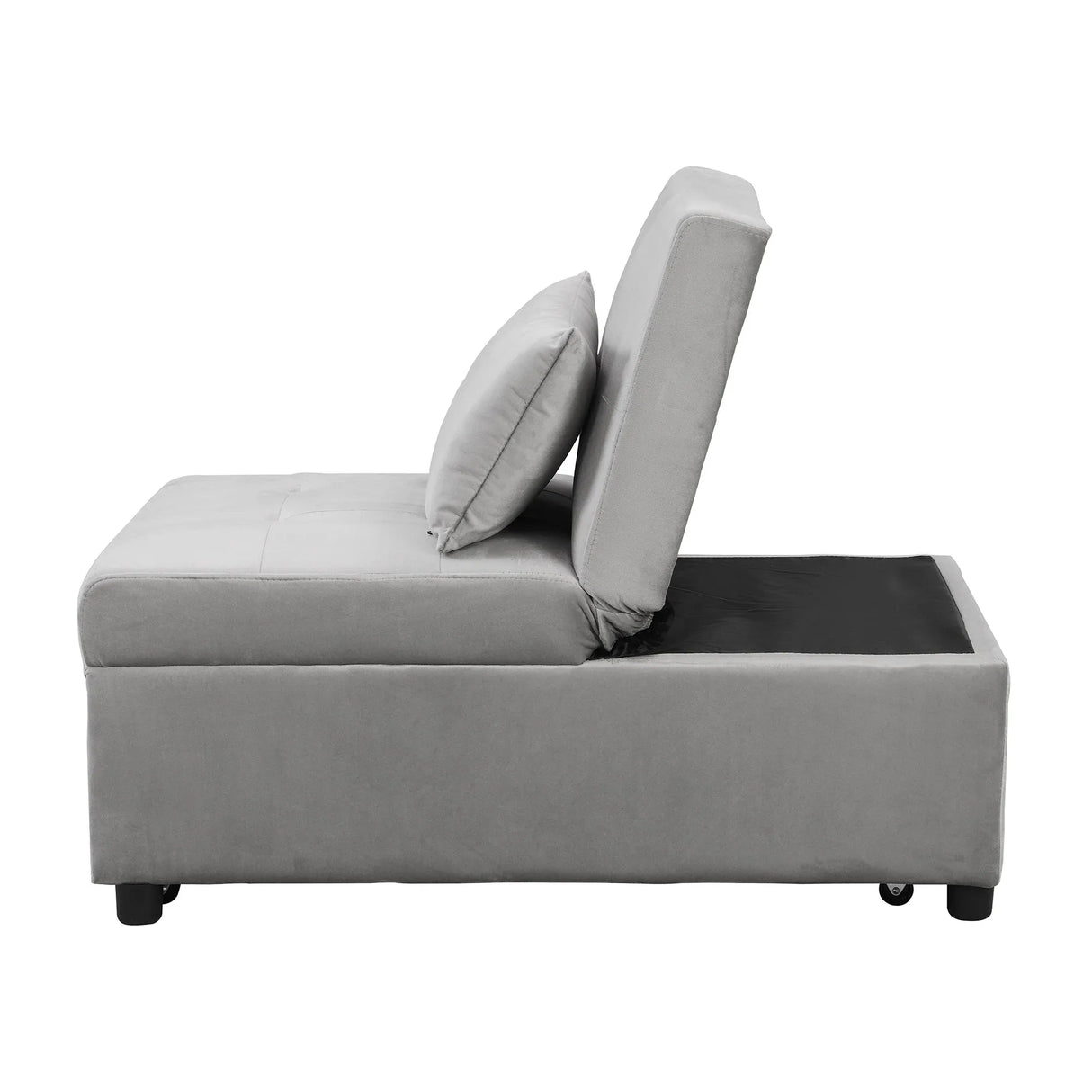 Multifunctional Gray Velvet Folding Ottoman Sofa Bed - Omega Lifestyles