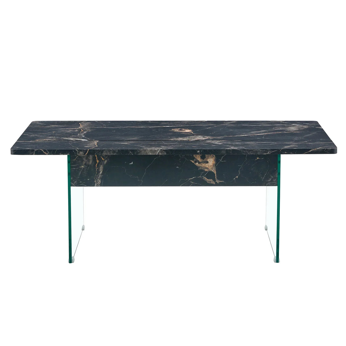 Lift-Top Coffee Table With Storage Black Marble Glass - Omega Lifestyles