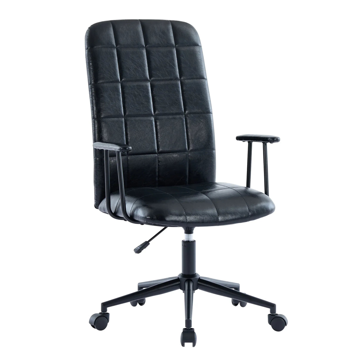 Antique Black PU Leather Adjustable Swivel Office Chair - Omega Lifestyles