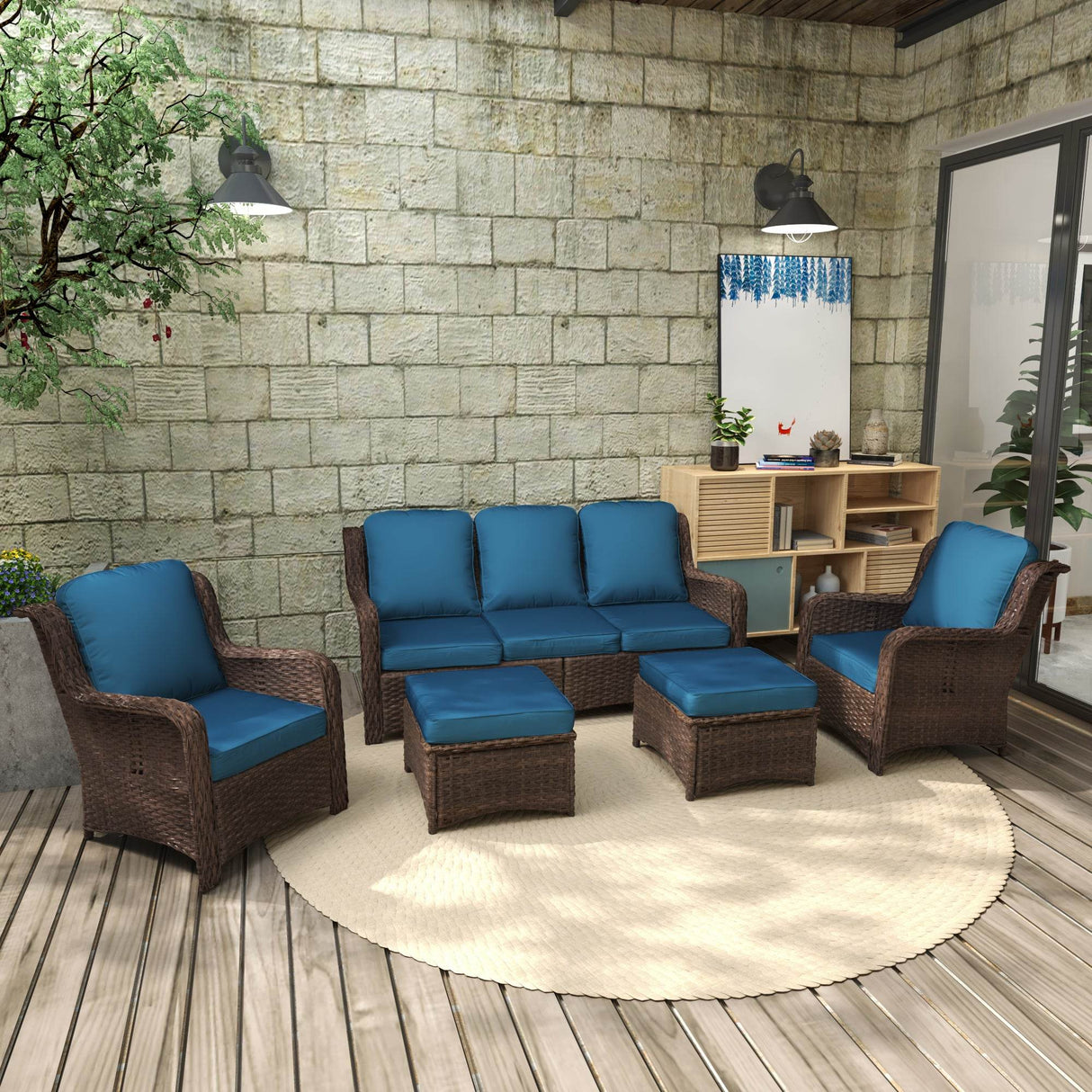 Outdoor Rattan Patio Furniture Set With Cushions
