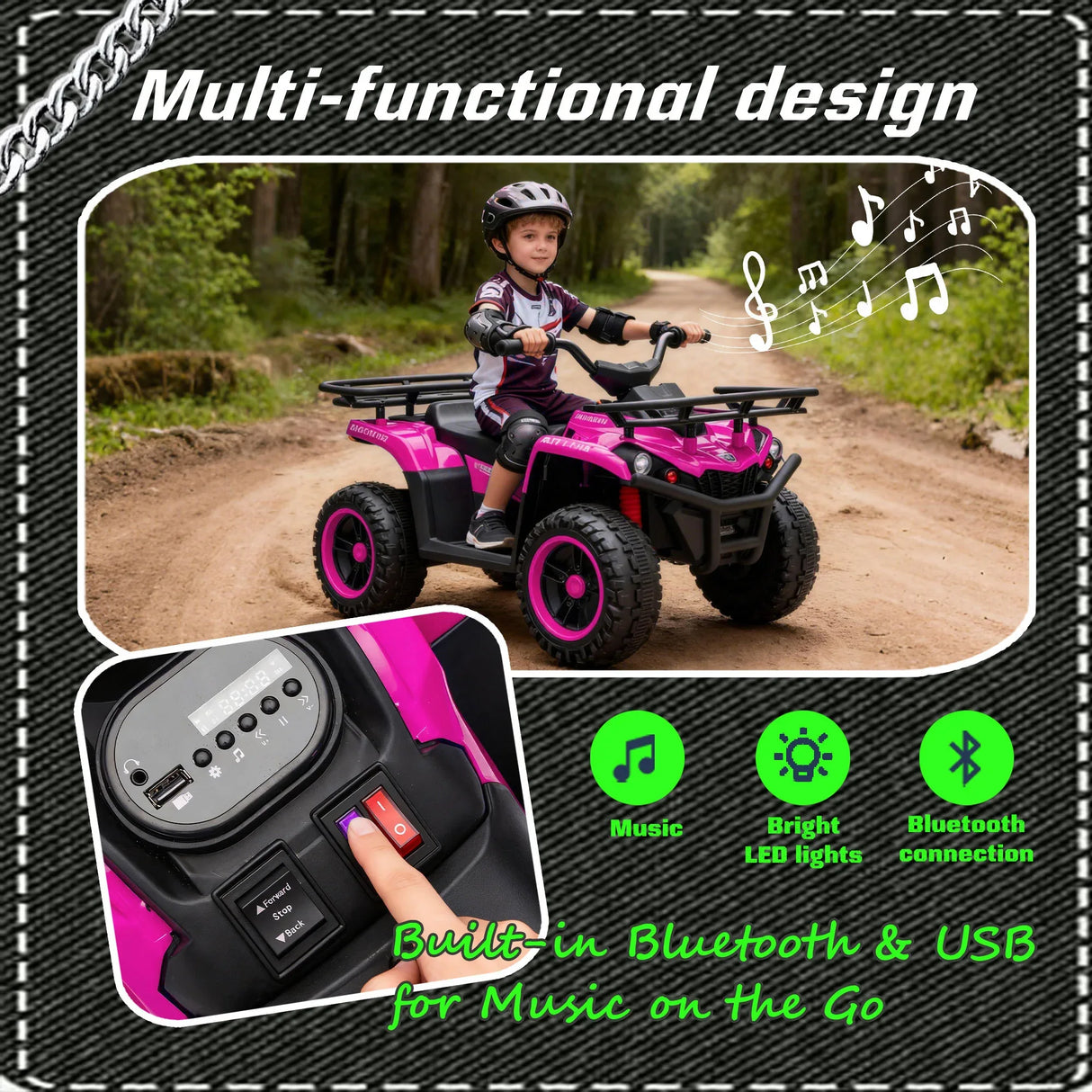 24V High-Power Kids Ride On ATV With Bluetooth - Omega Lifestyles