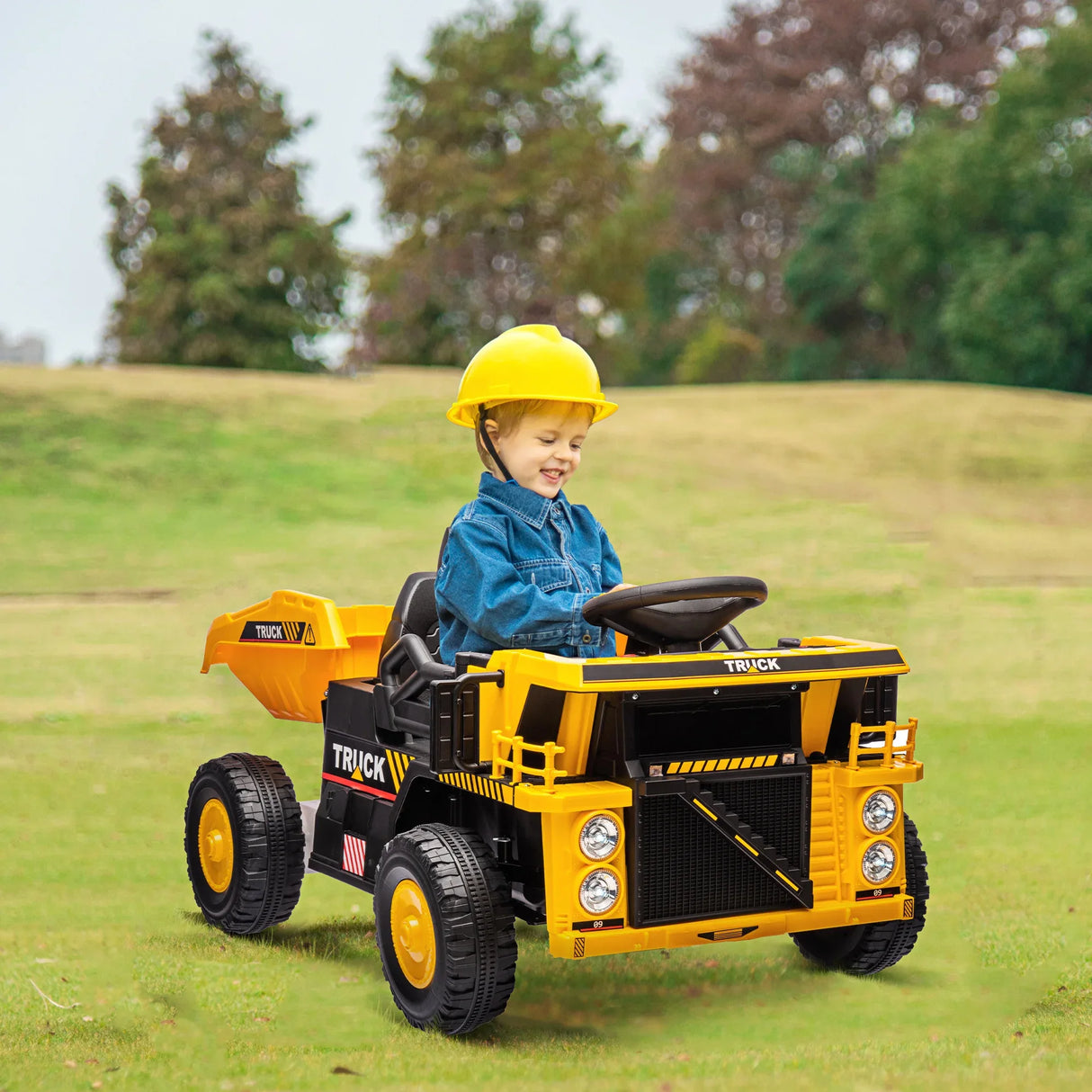 12V Kids Electric Ride-On Dump Truck With Suspension - Omega Lifestyles