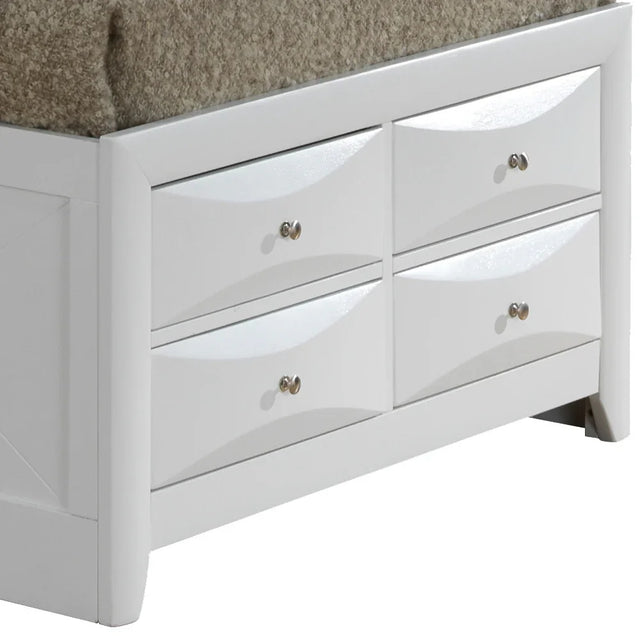 White Twin Storage Bed With Built-In Drawers - Omega Lifestyles