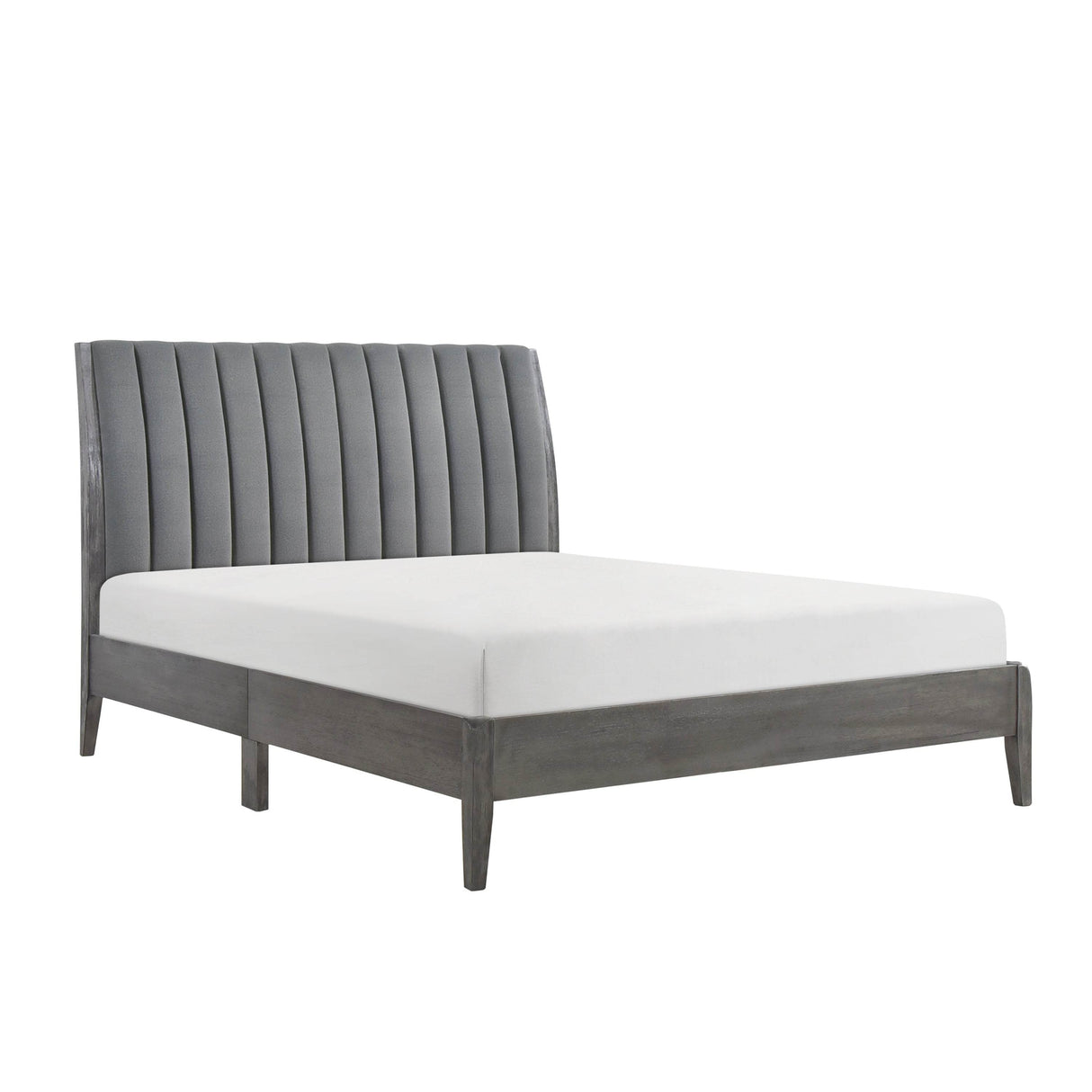 Modern Velvet Upholstered King Platform Bed Frame