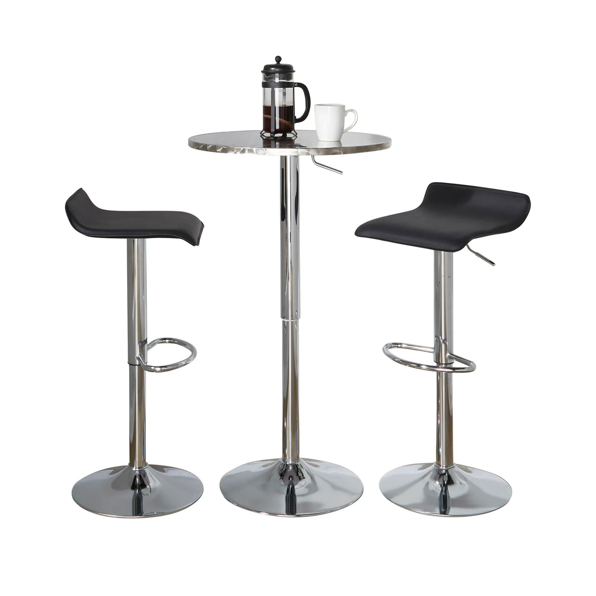Contemporary Adjustable Height Faux Leather Bar Set 3-Piece - Omega Lifestyles