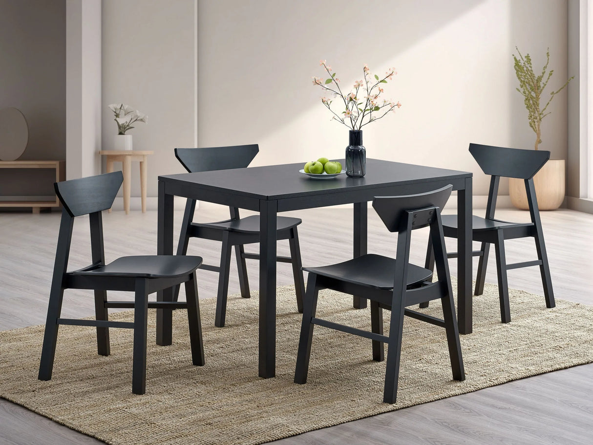 5-Piece Black Synthetic Wood Dining Table Chair Set - Omega Lifestyles