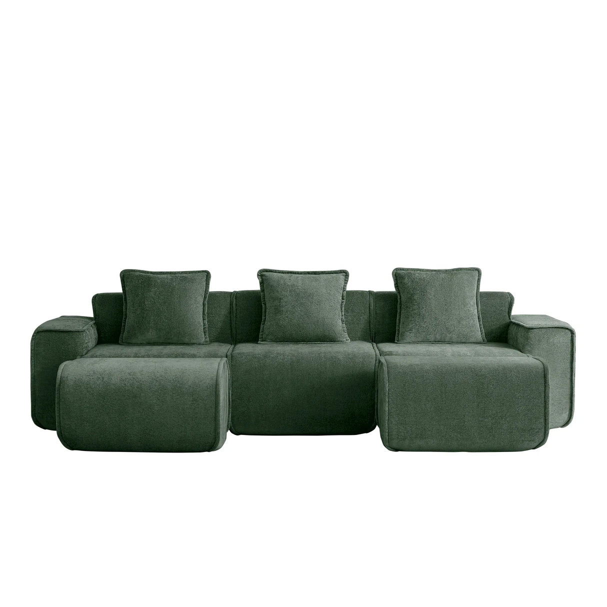Modular 3-Seat Velvet Boneless Sectional Sofa With Ottoman - Omega Lifestyles