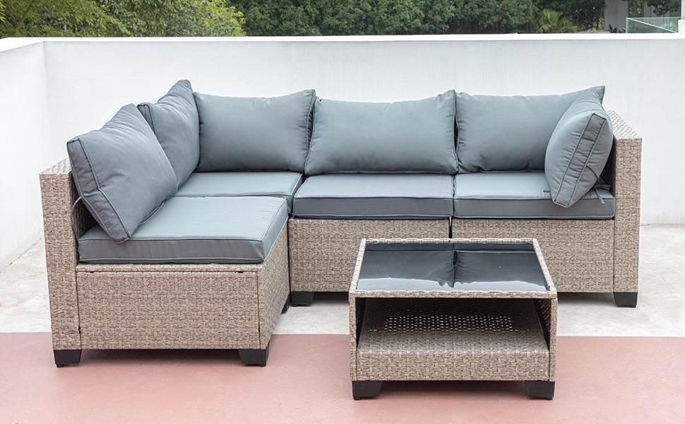 5-Piece All-Weather Outdoor Patio Furniture Set With Cushions