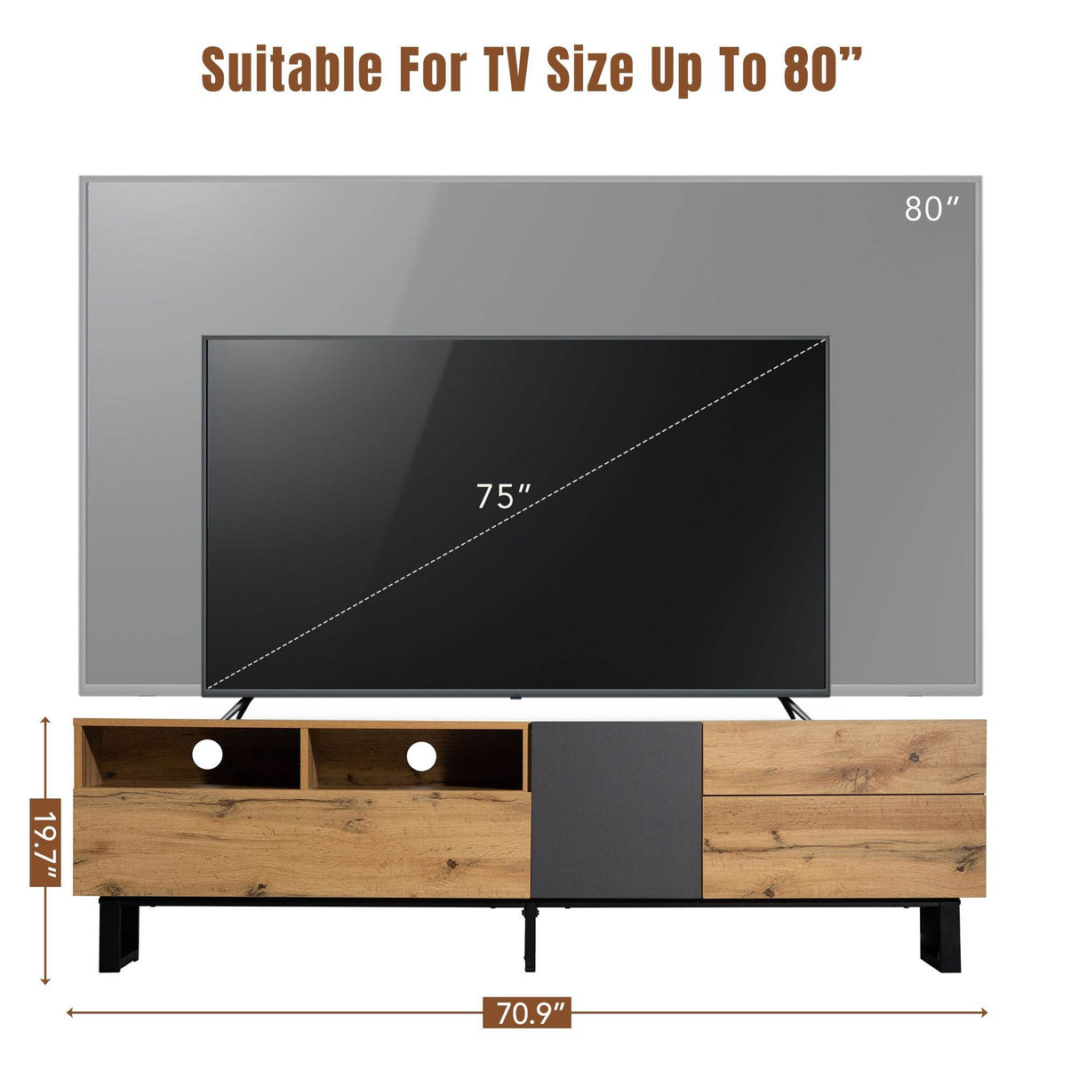 Modern Wood TV Stand With Drop Down Storage - Sleep Galleria