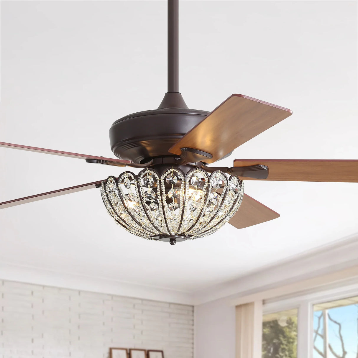52-Inch Vintage Coffee Brown Ceiling Fan With Remote - Omega Lifestyles