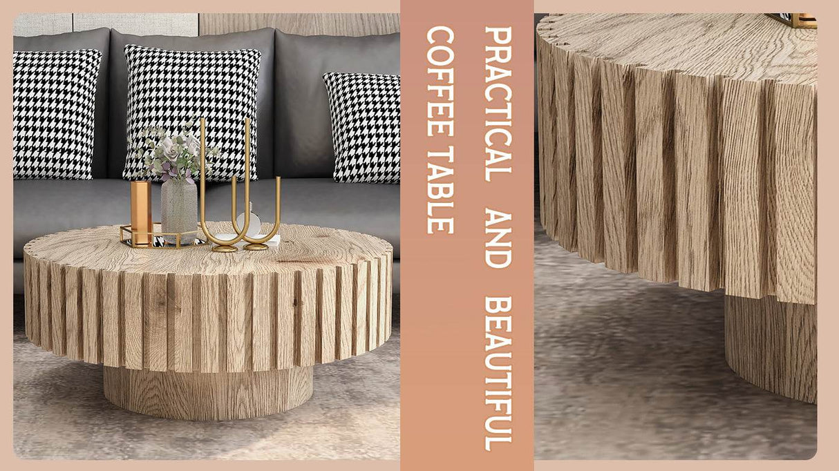 Modern Minimalist Round Wood MDF Coffee Table - Sleep Galleria