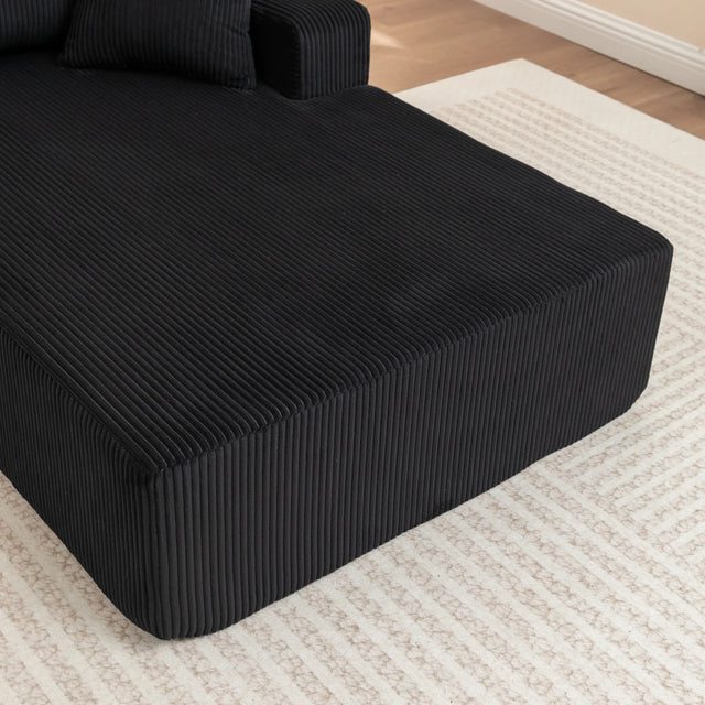 Corduroy Foam Left Armrest Chaise Lounge Chair - Omega Lifestyles