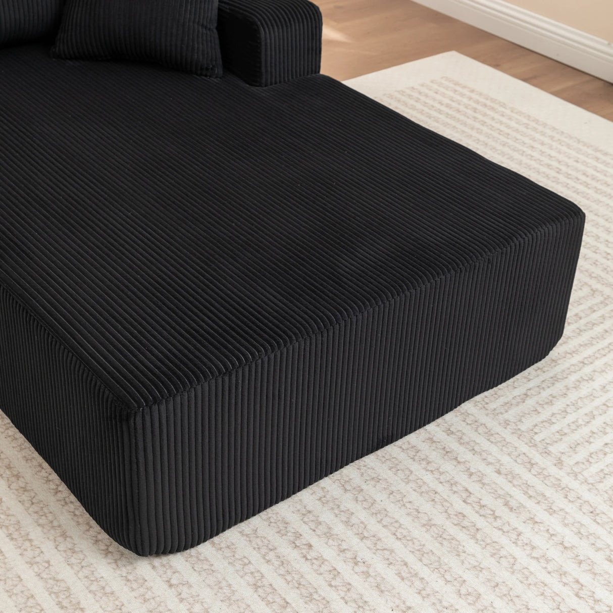 Corduroy Foam Left Armrest Chaise Lounge Chair - Omega Lifestyles