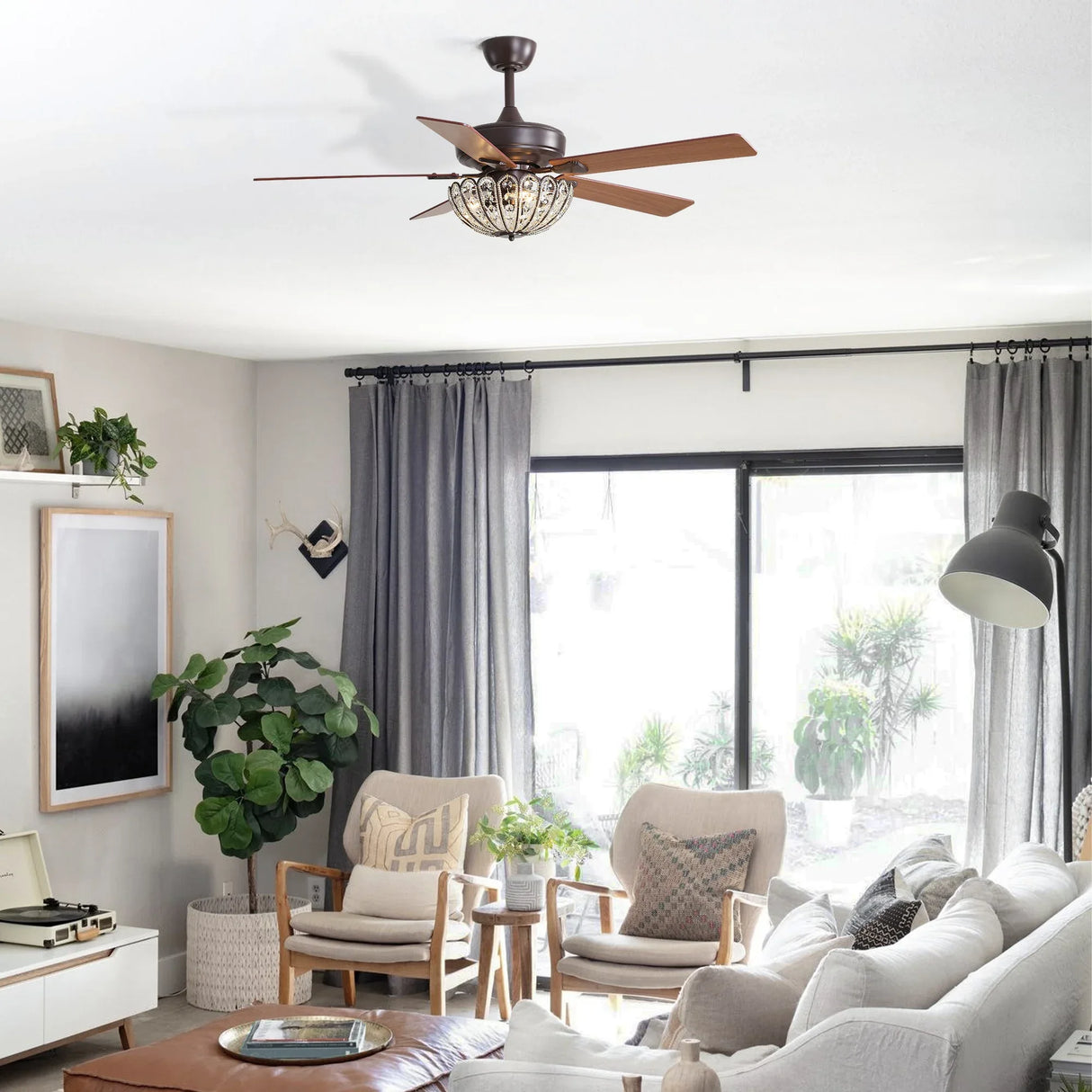 52-Inch Vintage Coffee Brown Ceiling Fan With Remote - Omega Lifestyles