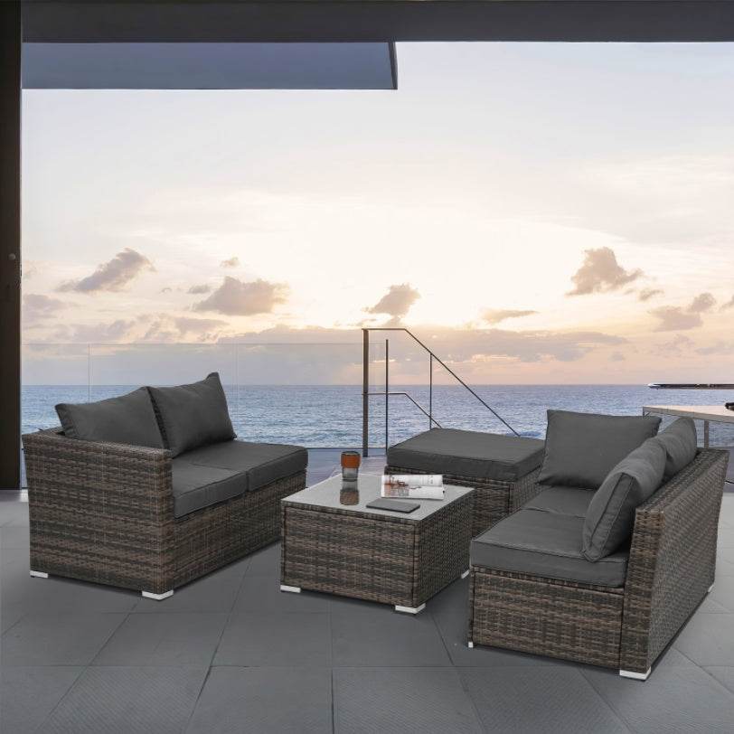 4-Piece Brown PE Rattan Outdoor Patio Furniture Set - Sleep Galleria