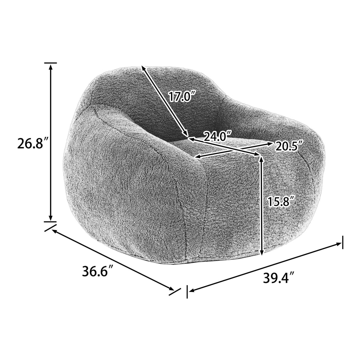 Memory Foam Teddy Fabric Bean Bag Chair With Armrests - Omega Lifestyles