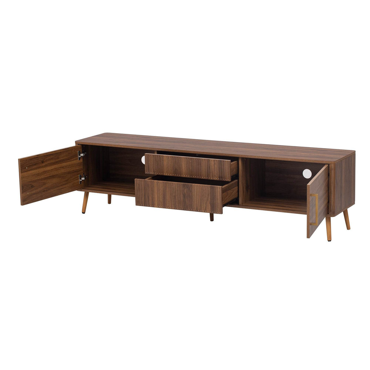 Mid Century Modern Walnut Wood TV Stand With Storage - Sleep Galleria