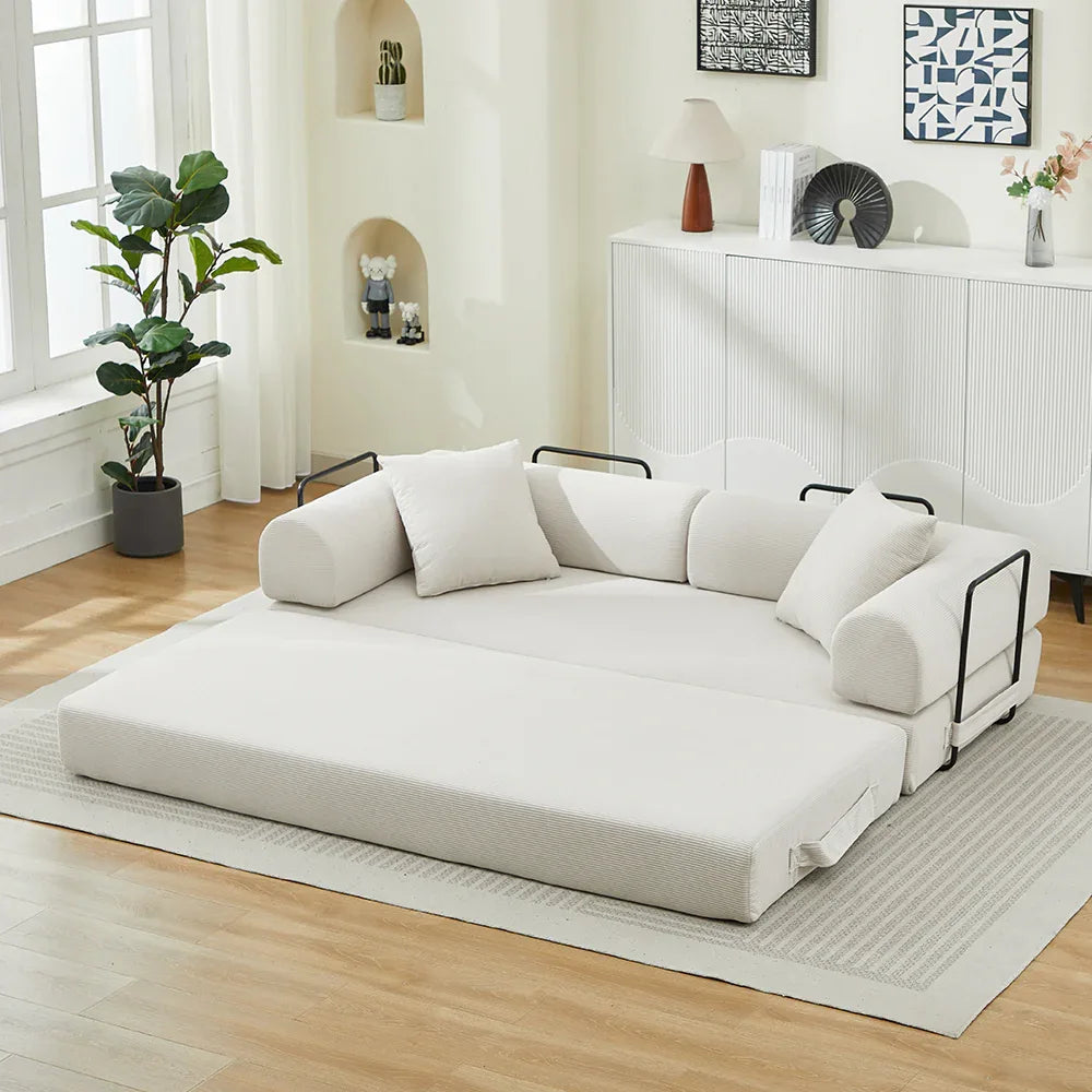 Corduroy Folding Sofa Bed With Foam Spring Mattress - Omega Lifestyles