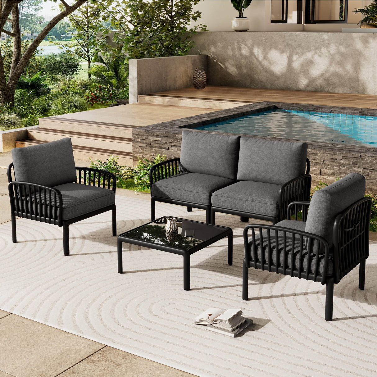 5-Piece Modern Outdoor Patio Sectional Furniture Set