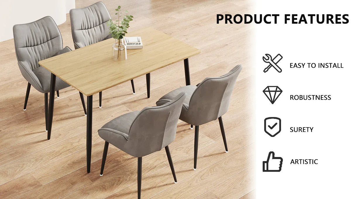 Modern Minimalist Wood Grain Dining Table Chair Set - Omega Lifestyles