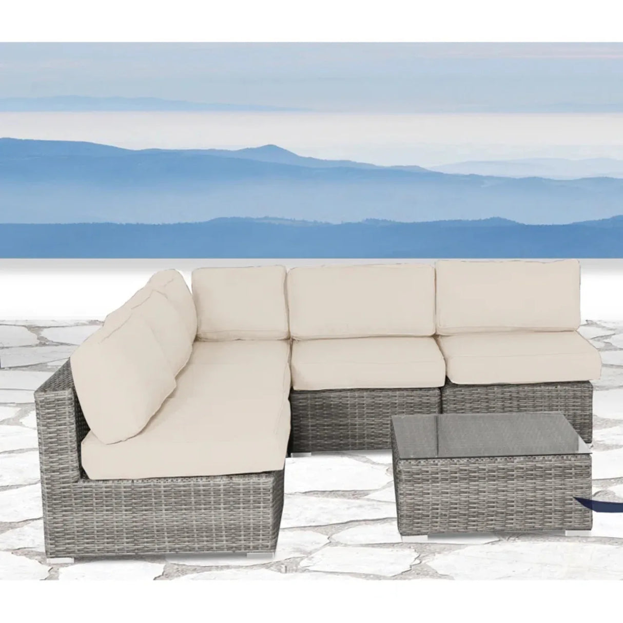 All-Weather Wicker 6-Piece Outdoor Sectional Seating Set - Omega Lifestyles