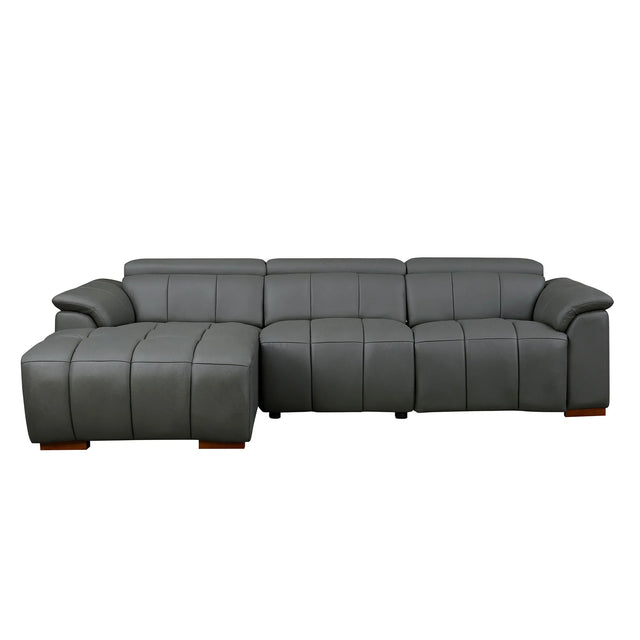 Electric Reclining Genuine Leather L-Shaped Chaise Sofa - Omega Lifestyles