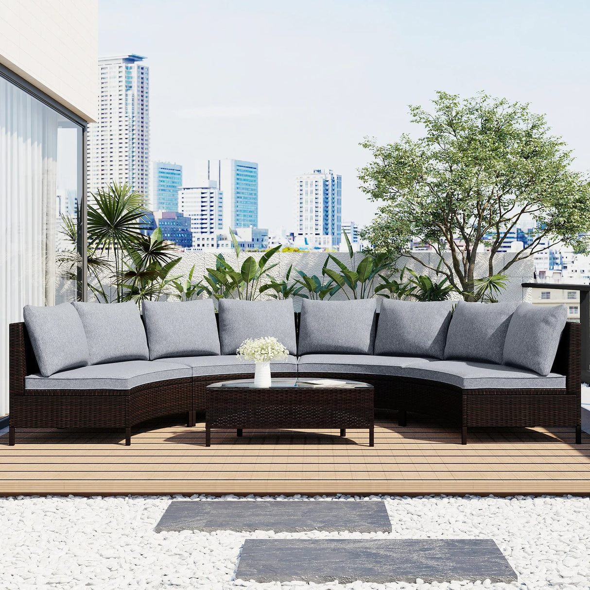 5-Piece All-Weather PE Rattan Outdoor Patio Sofa Set - Omega Lifestyles