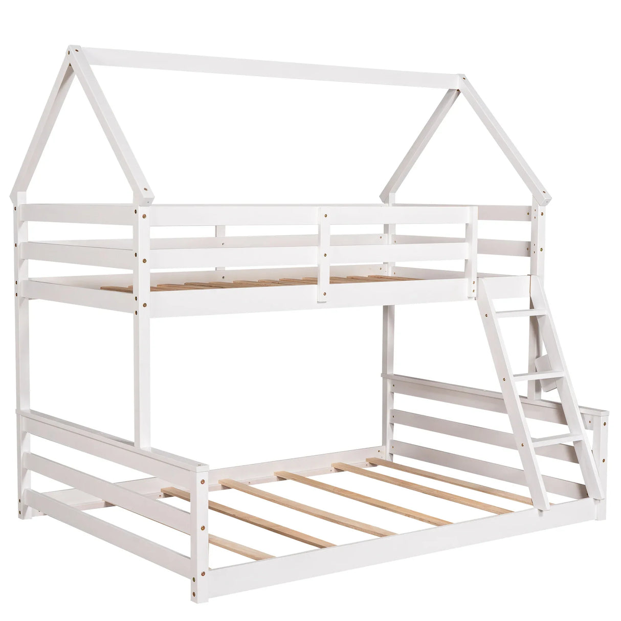 Twin Over Full Pine Wood House Bunk Bed With Ladder - Omega Lifestyles