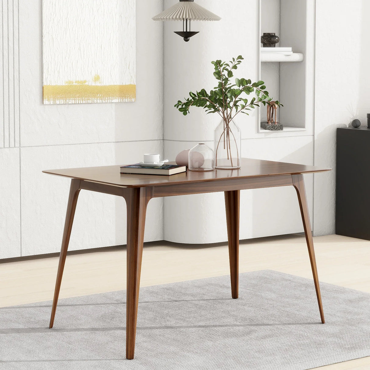 Mid-Century Modern Rubberwood Rectangular Dining Table - Omega Lifestyles