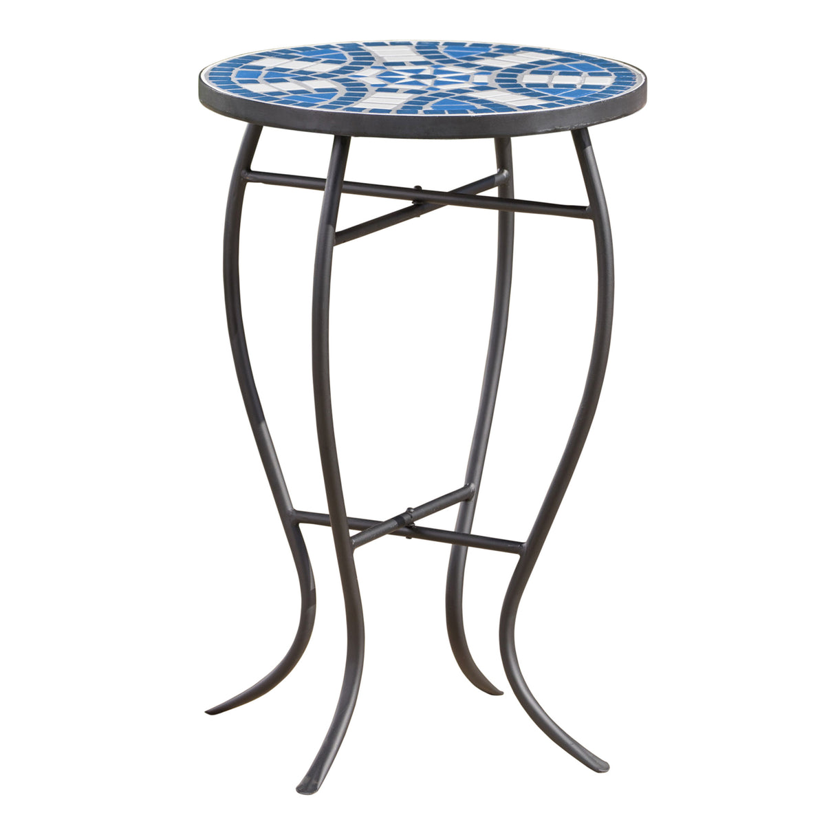 Outdoor Ceramic Tile Mosaic Side Table With Iron Legs