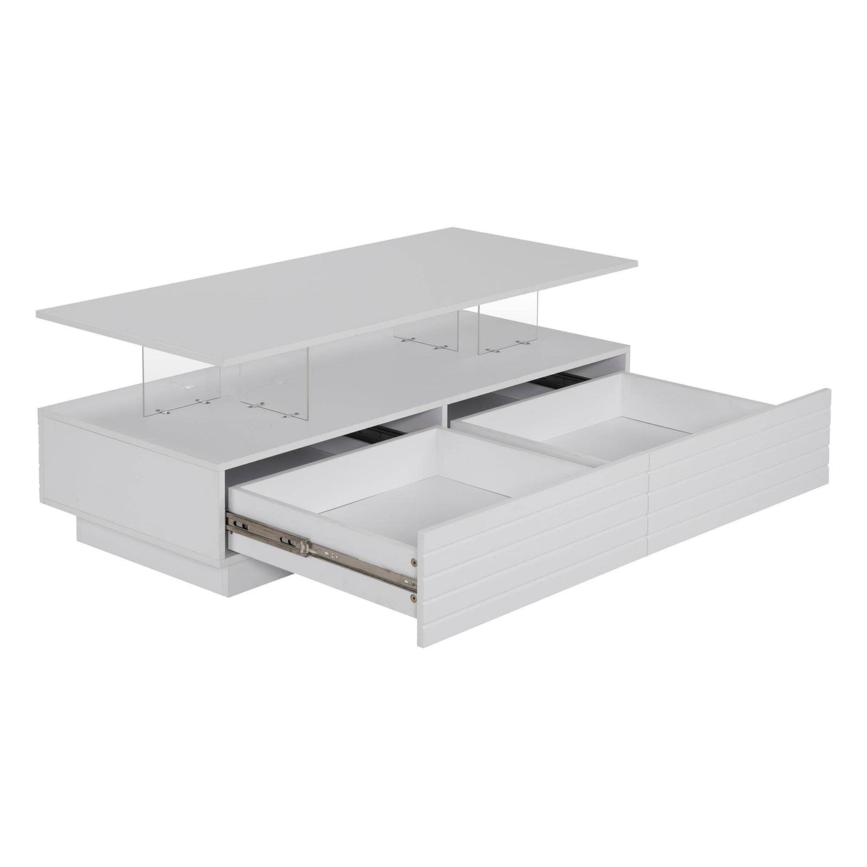 Modern White LED Lighting Coffee Table With Drawers - Sleep Galleria