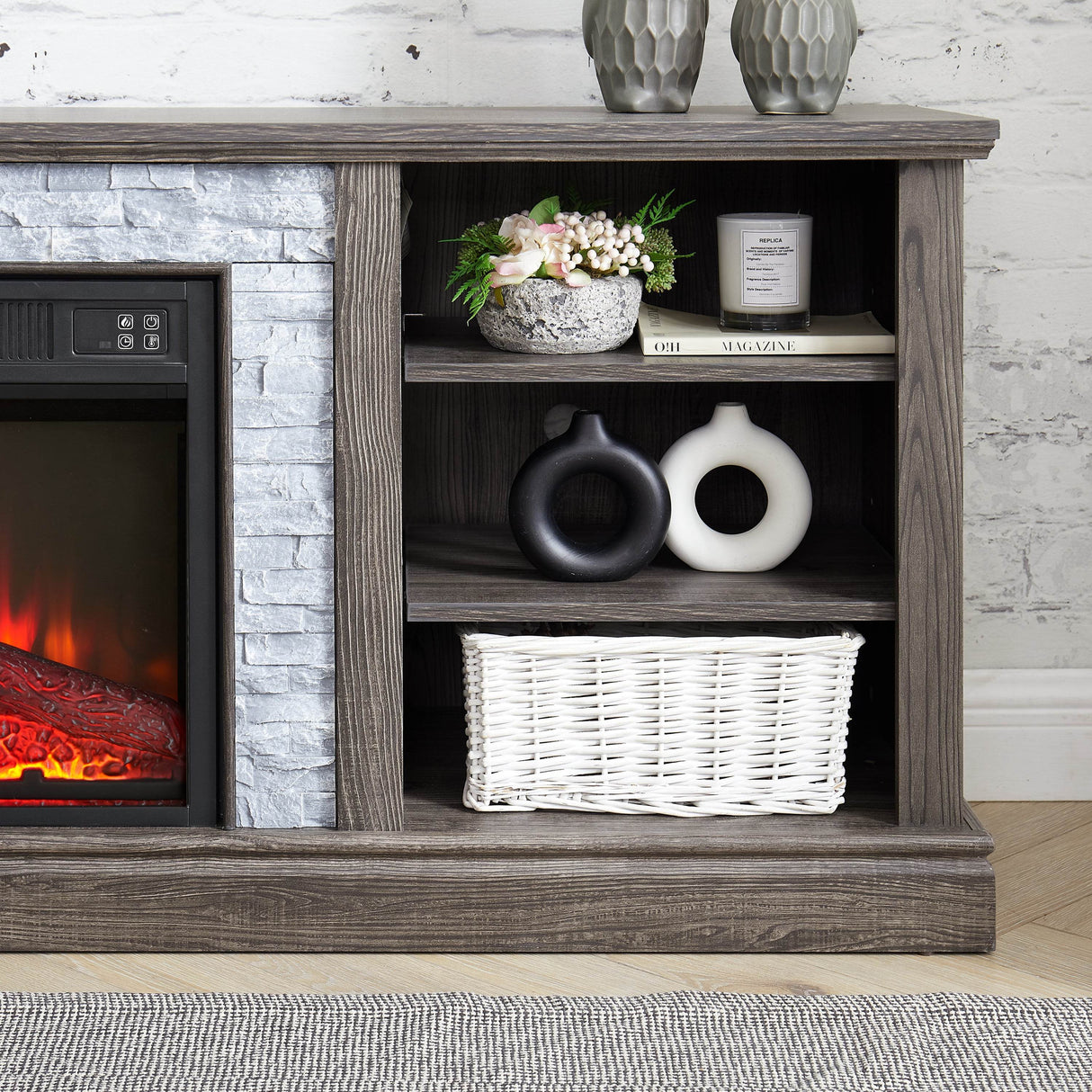 Electric Fireplace TV Media Stand With Storage - Sleep Galleria