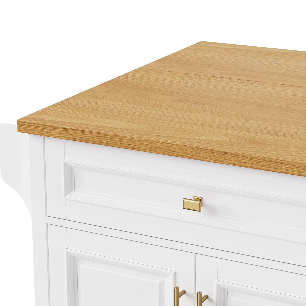 Classic Vintage Embossed White Kitchen Island On Wheels - Omega Lifestyles