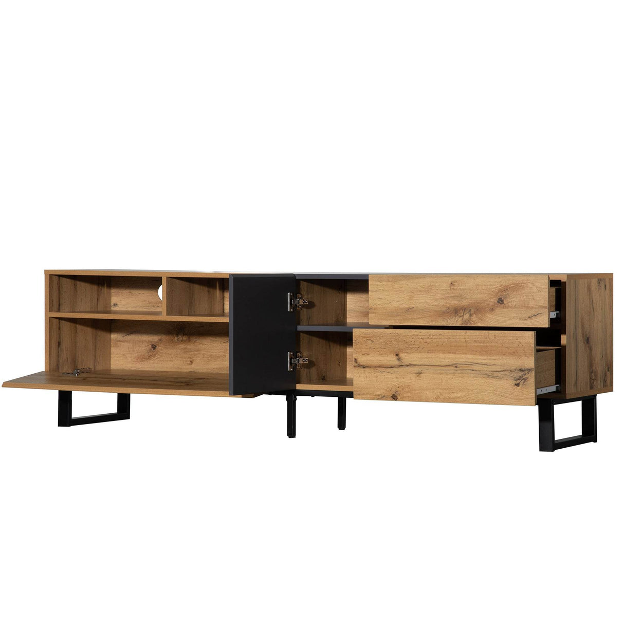 Modern Wood TV Stand With Drop Down Storage - Sleep Galleria
