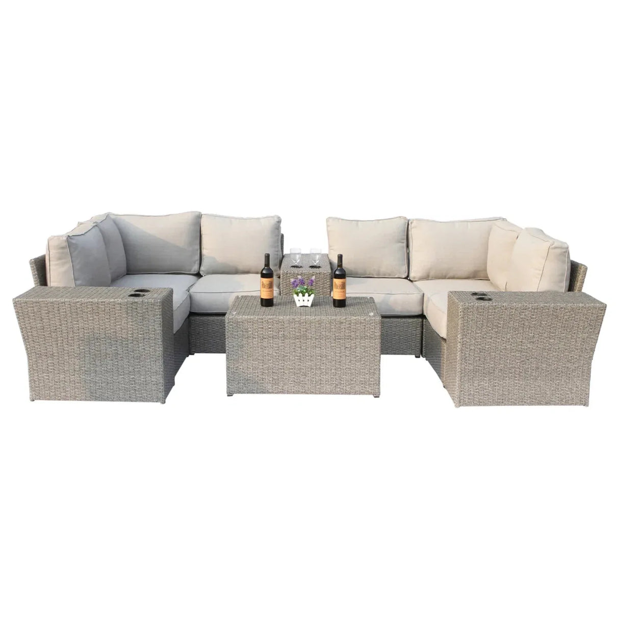 Winsford 10-Piece Outdoor Modular Wicker Sectional Set - Omega Lifestyles