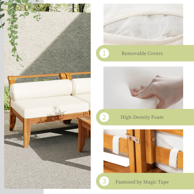 6-Piece Acacia Wood Modular Outdoor Patio Sofa Set - Omega Lifestyles