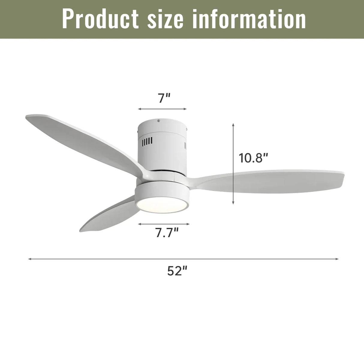 52-Inch Modern Wooden Flush Mount Ceiling Fan With Light - Omega Lifestyles