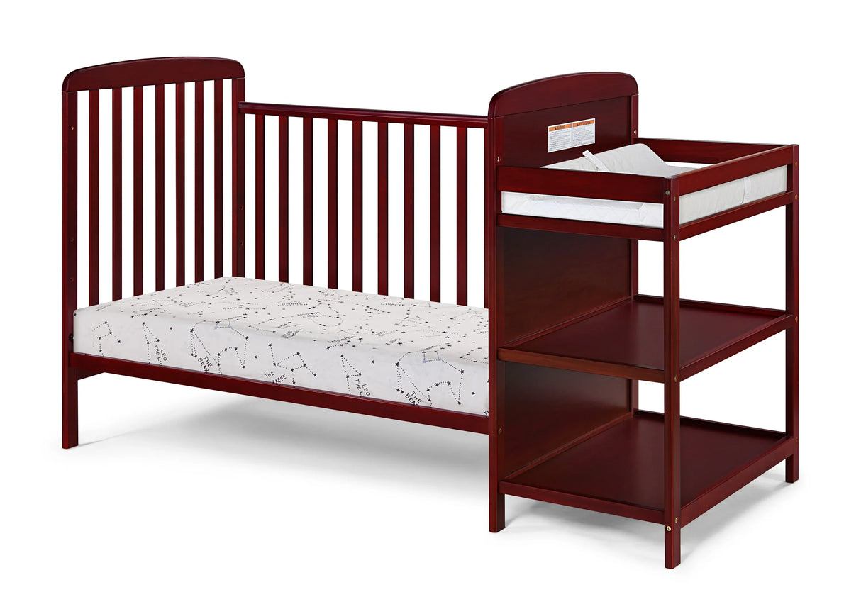 Solid Wood Cherry Crib With Attached Changing Table - Omega Lifestyles