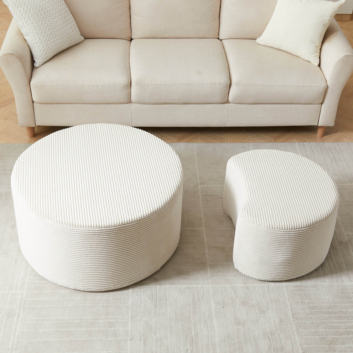 Set of 2 Upholstered Foam Ottoman Coffee Tables - Sleep Galleria