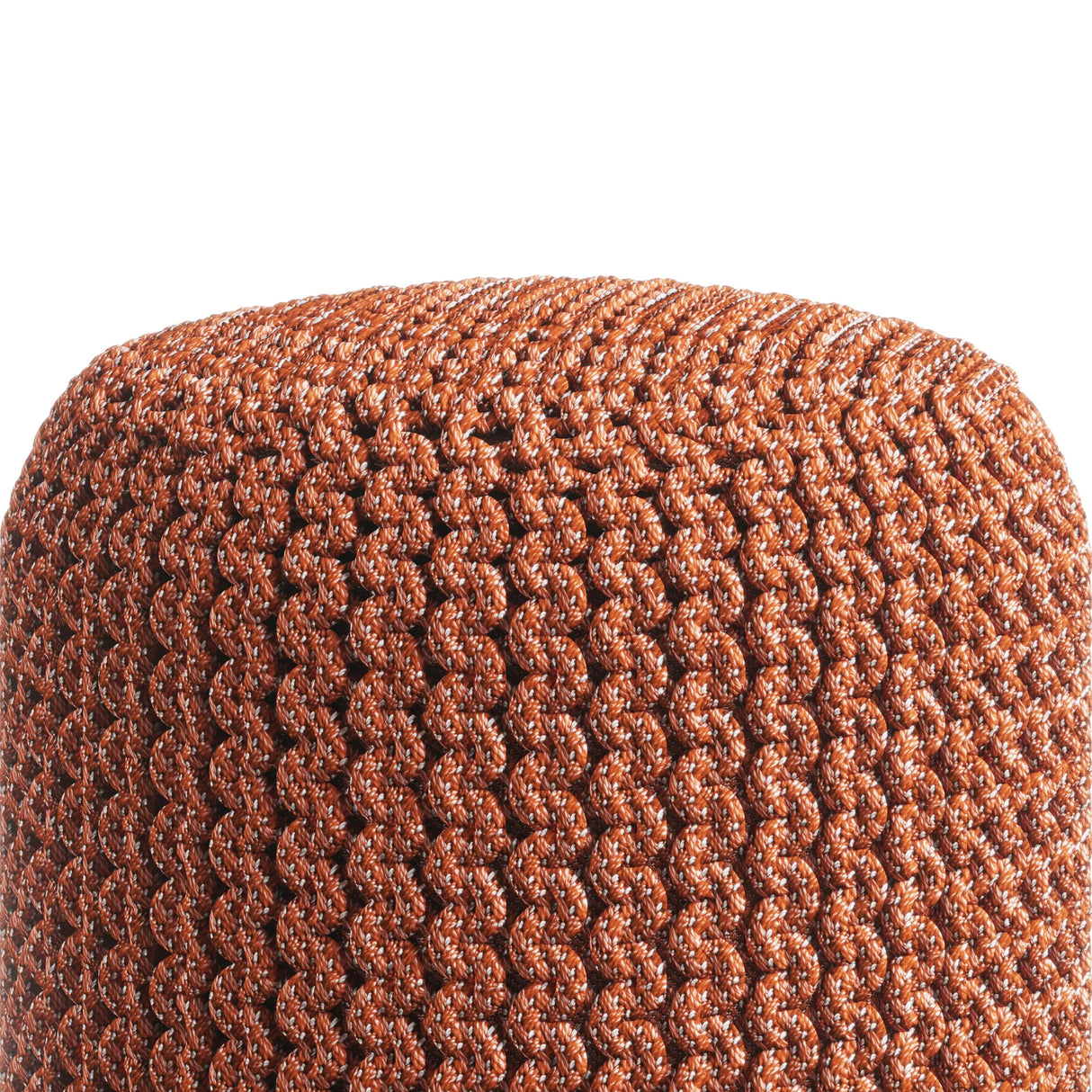 Round Knitted Orange Outdoor Indoor Fabric Pouf Stool - Omega Lifestyles
