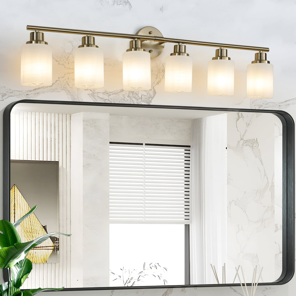 Modern 39-Inch 6-Light Golden Vanity Wall Sconce