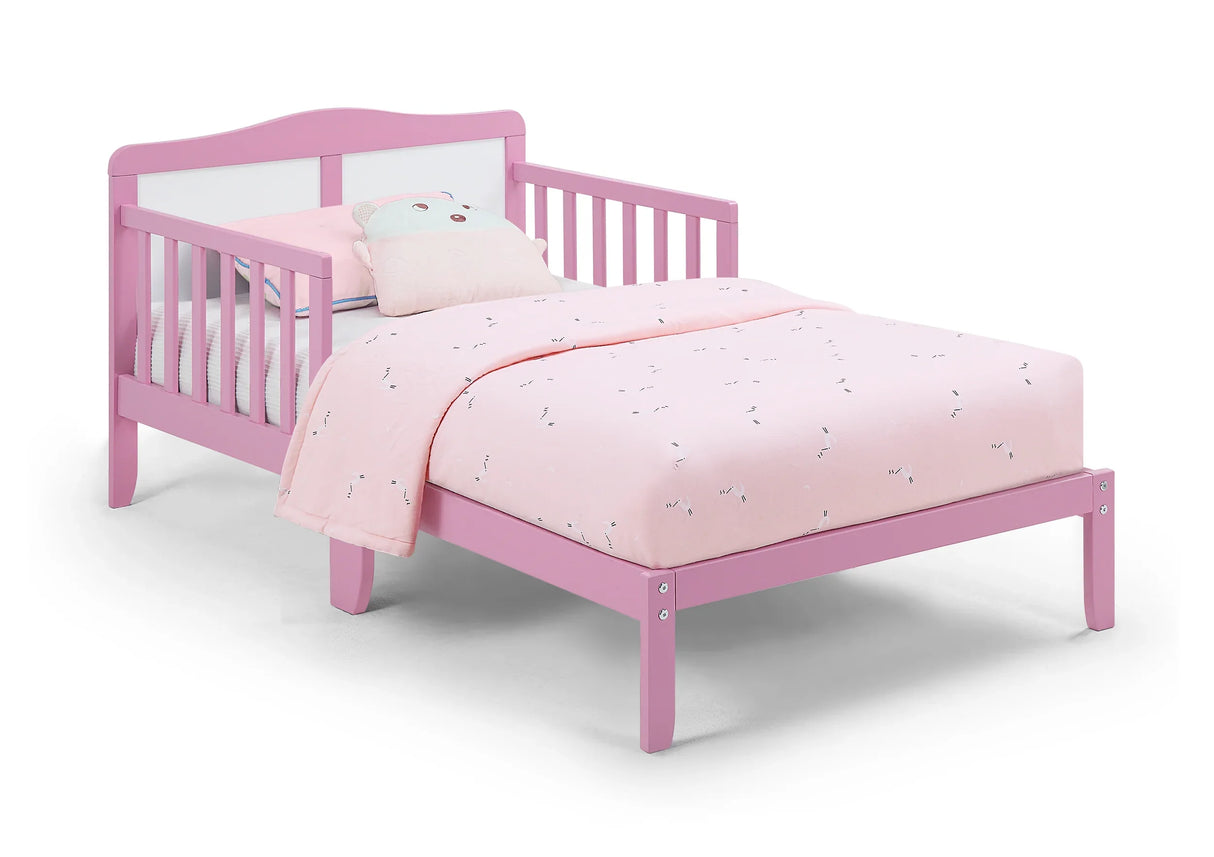 Solid Wood Pink Toddler Bed With Safety Rails - Omega Lifestyles