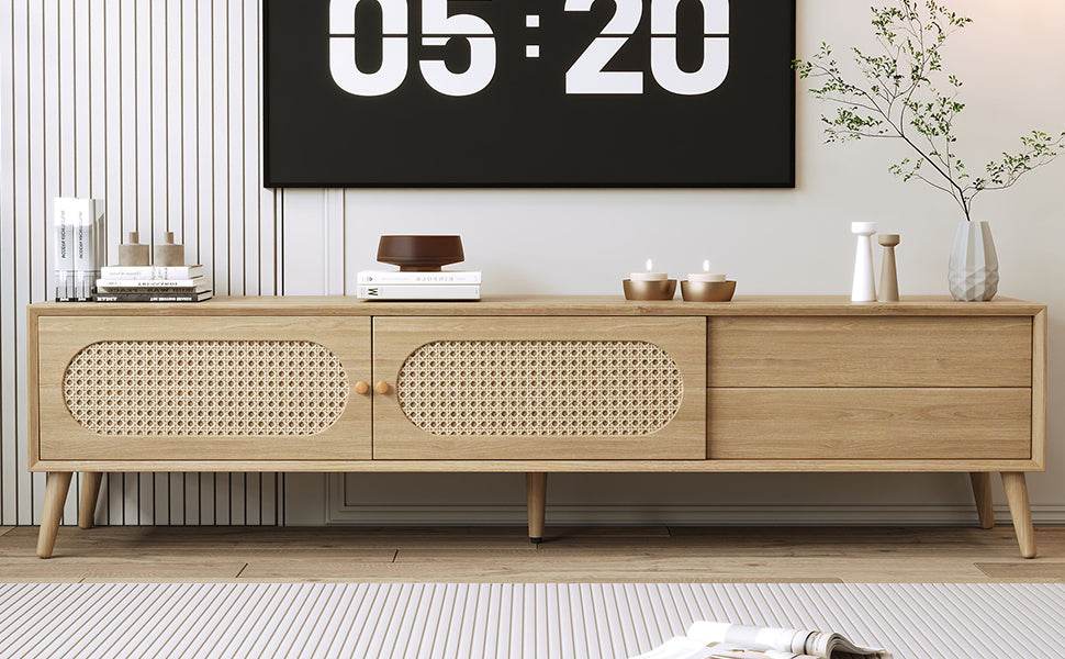 Boho Farmhouse Solid Wood TV Stand Cabinet - Sleep Galleria