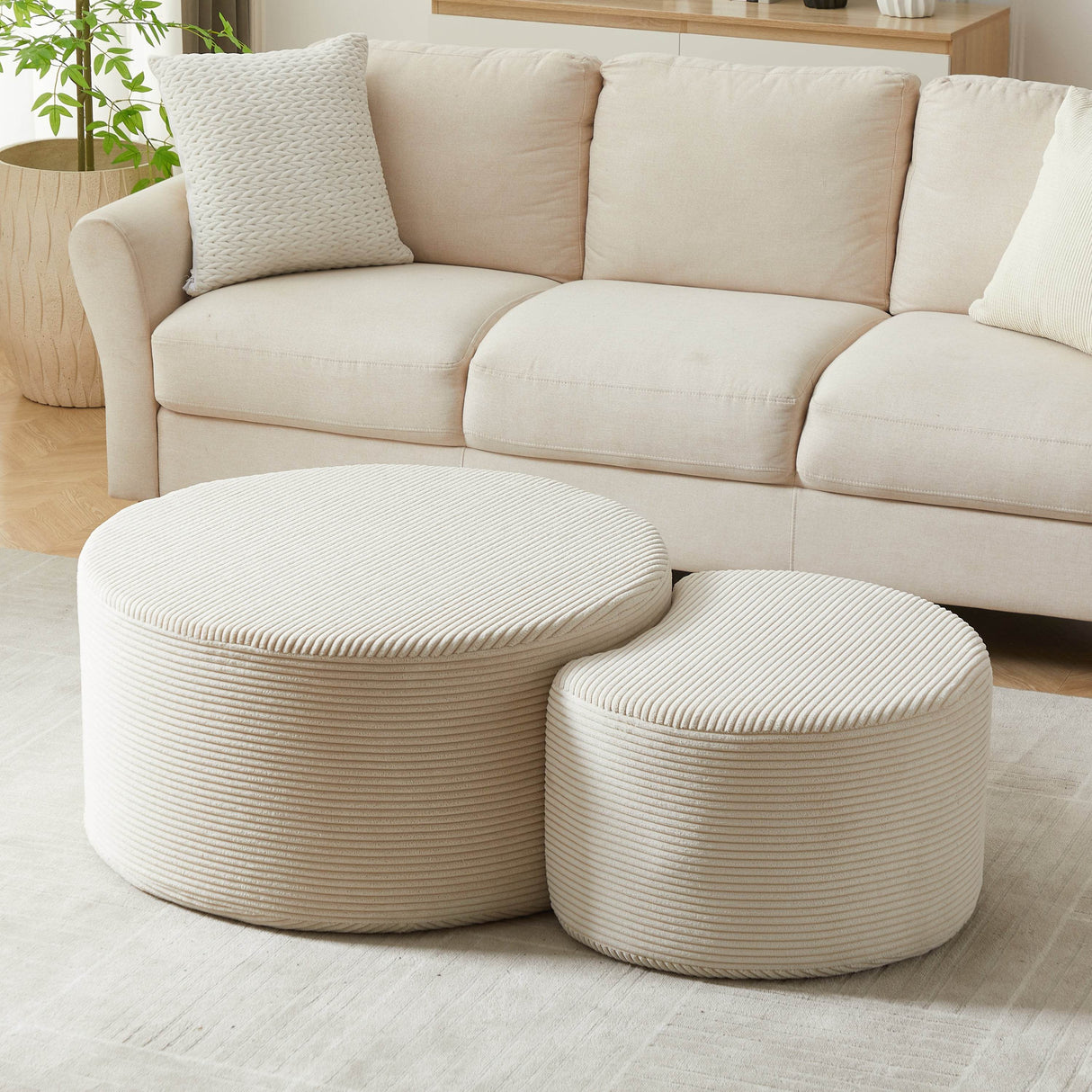 Set of 2 Upholstered Foam Ottoman Coffee Tables - Sleep Galleria